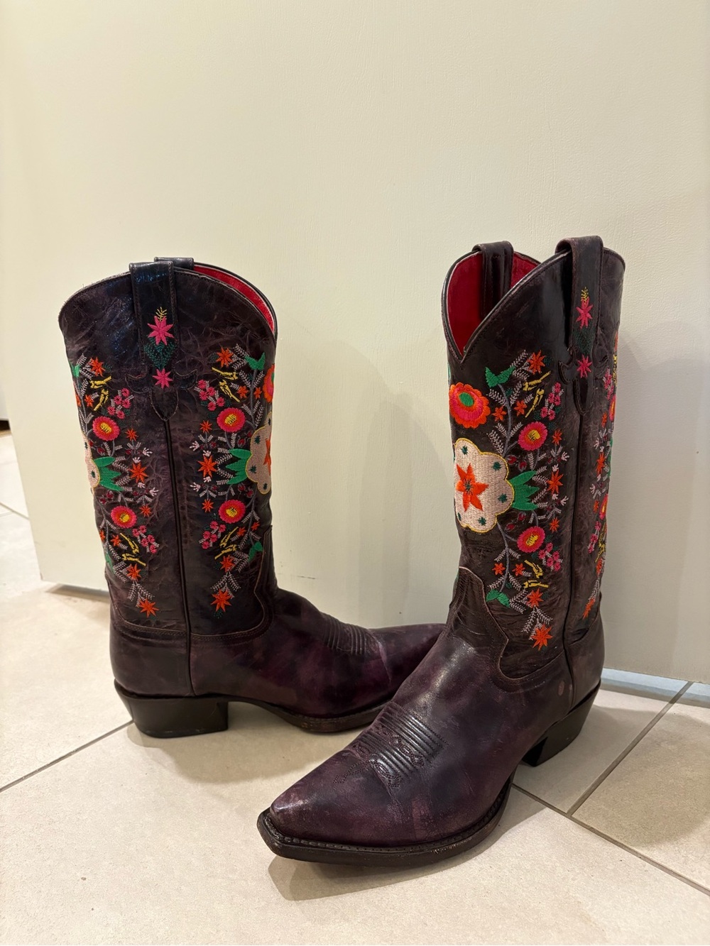 Macie Bean Purple Embroidered Western Boots